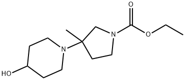 Ethyl 3-(4-hydroxypiperidin-1-yl)-3-methylpyrrolidine-1-carboxylate 结构式