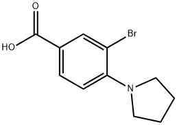 3-溴-4-(1-吡咯烷基)苯甲酸, 1131615-12-7, 结构式