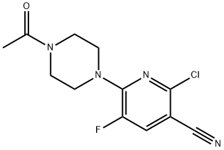 6-(4-Acetylpiperazin-1-yl)-2-chloro-5-fluoronicotinonitrile 化学構造式