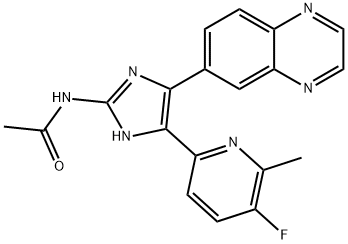 AcetaMide, N-[5-(5-fluoro-6-Methyl-2-pyridinyl)-4-(6-quinoxalinyl)-1H-iMidazol-2-yl]-,1132610-45-7,结构式