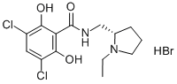 (S)-3,5-DICHLORO-N-[(1-ETHYL-2-PYRROLIDINYL)METHYL]-2,6-DIHYDROXY-BENZAMIDE HYDROBROMIDE 化学構造式