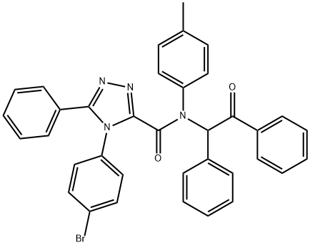 4H-1,2,4-Triazole-3-carboxamide, 4-(4-bromophenyl)-N-(4-methylphenyl)- N-(2-oxo-1,2-diphenylethyl)-5-phenyl- 化学構造式