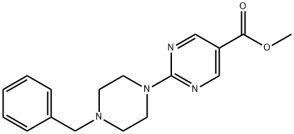 5-PyriMidinecarboxylic acid, 2-[4-(phenylMethyl)-1-piperazinyl]-, Methyl ester Structure