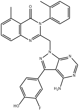 2-((4-aMino-3-(3-fluoro-4-hydroxyphenyl)-1H-pyrazolo[3,4-d]pyriMidin-1-yl)Methyl)-5-Methyl-3-o-tolylquinazolin-4(3H)-one|2-[[4-氨基-3-(3-氟-4-羟基苯基)-1H-吡唑并[3,4-D]嘧啶-1-基]甲基]-5-甲基-3-(2-甲基苯基)-4(3H)-喹唑啉酮