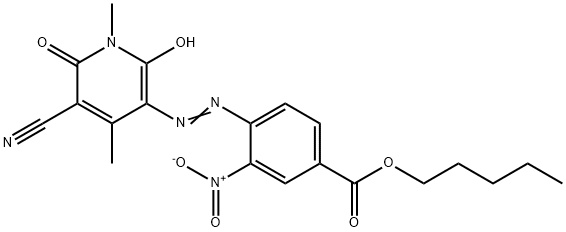 3-シアノ-6-ヒドロキシ-1,4-ジメチル-5-[2-ニトロ-4-(ペンチルオキシカルボニル)フェニルアゾ]-2-ピリドン 化学構造式