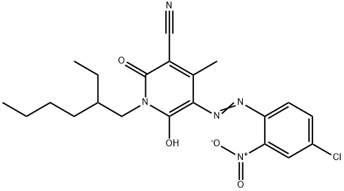 5-(4-Chloro-2-nitrophenylazo)-3-cyano-1-(2-ethylhexyl)-6-hydroxy-4-methyl-2-pyridone Struktur