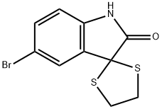 5-BROMO-3,3-(ETHYLENEDITHIO)-1,3-DIHYDRO-INDOLE-2-ONE,113549-10-3,结构式
