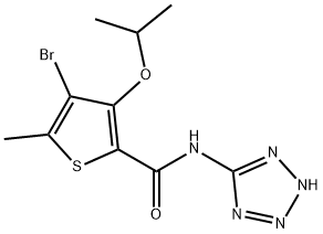 4-Bromo-5-methyl-3-(1-methylethoxy)-N-(1H-tetrazole-5-yl)-2-thiophenecarboxamide 结构式