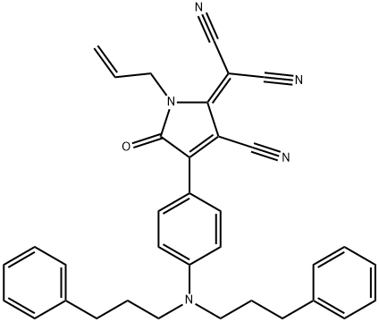 2-[1-Allyl-4-[4-[N,N-bis(3-phenylpropyl)amino]phenyl]-3-cyano-5-oxo-1,5-dihydro-2H-pyrrol-2-ylidene]malononitrile,113762-28-0,结构式