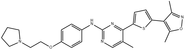 2-PyriMidinaMine, 4-[5-(3,5-diMethyl-4-isoxazolyl)-2-thienyl]-5-Methyl-N-[4-[2-(1-pyrrolidinyl)ethoxy]phenyl]- Structure