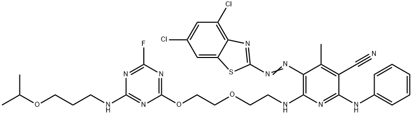 114007-02-2 2-[6-Anilino-5-cyano-2-[2-[2-[4-fluoro-6-(3-isopropoxypropylamino)-1,3,5-triazin-2-yloxy]ethoxy]ethylamino]-4-methyl-3-pyridylazo]-4,6-dichlorobenzothiazole