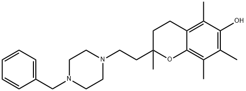 3,4-Dihydro-2,5,7,8-tetramethyl-2-[2-[4-(phenylmethyl)-1-piperazinyl]ethyl]-2H-1-benzopyran-6-ol,114010-34-3,结构式