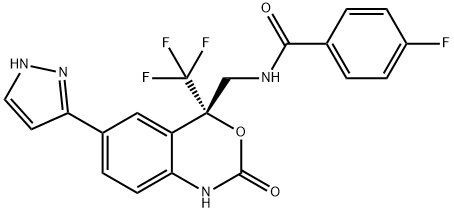 BenzaMide, N-[[(4S)-1,4-dihydro-2-oxo-6-(1H-pyrazol-3-yl)-4-(trifluoroMethyl)-2H-3,1-benzoxazin-4-yl]Methyl]-4-fluoro-,1141877-98-6,结构式