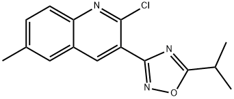 2-chloro-3-(5-isopropyl-1,2,4-oxadiazol-3-yl)-6-methylquinoline Struktur