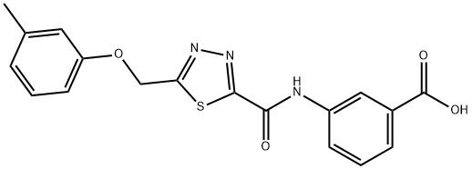 3-[({5-[(3-methylphenoxy)methyl]-1,3,4-thiadiazol-2-yl}carbonyl)amino]benzoic acid 化学構造式