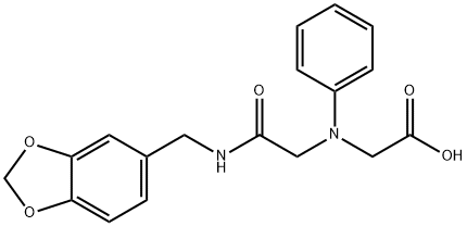 [{2-[(1,3-benzodioxol-5-ylmethyl)amino]-2-oxoethyl}(phenyl)amino]acetic acid Structure