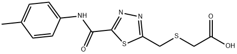 {[(5-{[(4-methylphenyl)amino]carbonyl}-1,3,4-thiadiazol-2-yl)methyl]thio}acetic acid Struktur