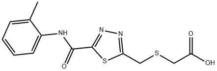 {[(5-{[(2-methylphenyl)amino]carbonyl}-1,3,4-thiadiazol-2-yl)methyl]thio}acetic acid Struktur