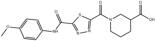 1-[(5-{[(4-methoxyphenyl)amino]carbonyl}-1,3,4-thiadiazol-2-yl)carbonyl]piperidine-3-carboxylic acid Struktur