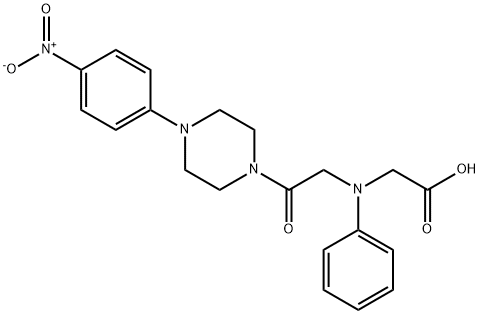 [{2-[4-(4-nitrophenyl)piperazin-1-yl]-2-oxoethyl}(phenyl)amino]acetic acid 化学構造式