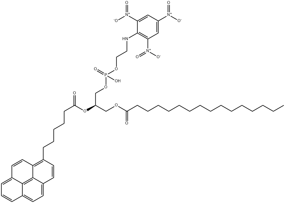 1-palmitoyl-2,6-(pyren-1-yl)hexanoyl-sn-glycero-3-phospho-N-(trinitrophenyl)aminoethanol 结构式