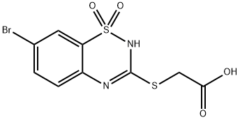 [[(7-Bromo-2H-1,2,4-benzothiadiazine 1,1-dioxide)-3-yl]thio]acetic acid Struktur