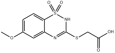 3-[(カルボキシメチル)チオ]-6-メトキシ-4H-1,2,4-ベンゾチアジアジン1,1-ジオキシド 化学構造式