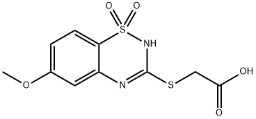 [[(6-Methoxy-2H-1,2,4-benzothiadiazine 1,1-dioxide)-3-yl]thio]acetic acid 结构式