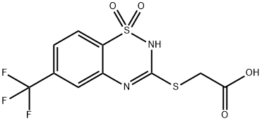 [[(6-Trifluoromethyl-2H-1,2,4-benzothiadiazine 1,1-dioxide)-3-yl]thio]acetic acid,114260-78-5,结构式