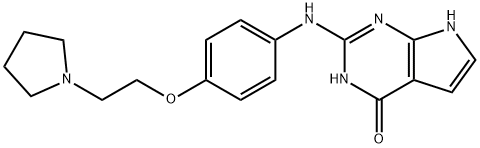 4H-Pyrrolo[2,3-d]pyriMidin-4-one, 3,7-dihydro-2-[[4-[2-(1-pyrrolidinyl)ethoxy]phenyl]aMino]-,1142945-82-1,结构式