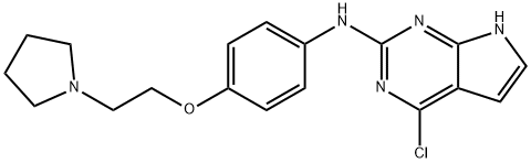 7H-Pyrrolo[2,3-d]pyriMidin-2-aMine, 4-chloro-N-[4-[2-(1-pyrrolidinyl)ethoxy]phenyl]- 结构式