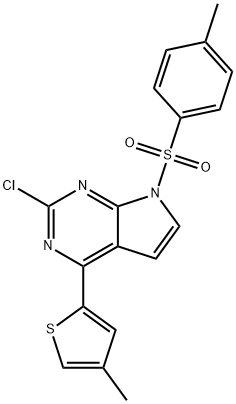 7H-Pyrrolo[2,3-d]pyriMidine, 2-chloro-7-[(4-Methylphenyl)sulfonyl]-4-(4-Methyl-2-thienyl)- 化学構造式