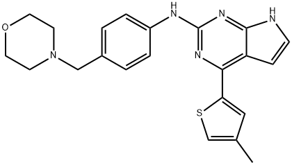 7H-Pyrrolo[2,3-d]pyriMidin-2-aMine, 4-(4-Methyl-2-thienyl)-N-[4-(4-MorpholinylMethyl)phenyl]-,1142946-01-7,结构式