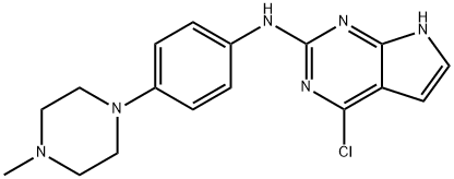 7H-Pyrrolo[2,3-d]pyriMidin-2-aMine, 4-chloro-N-[4-(4-Methyl-1-piperazinyl)phenyl]- Structure