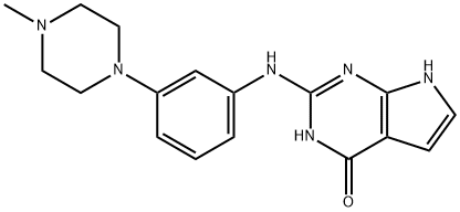4H-Pyrrolo[2,3-d]pyriMidin-4-one, 3,7-dihydro-2-[[3-(4-Methyl-1-piperazinyl)phenyl]aMino]-,1142947-80-5,结构式