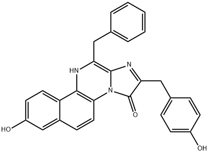 Benz[f]imidazo[1,2-a]quinoxalin-3(11H)-one,  8-hydroxy-2-[(4-hydroxyphenyl)methyl]-12-(phenylmethyl)- 结构式