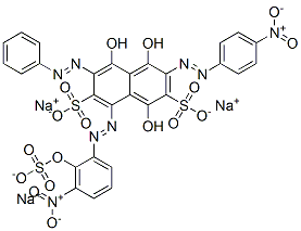 2,7-Naphthalenedisulfonic acid, 5-dihydroxy(2-hydroxynitrosulfophenyl)azophenylazo-4-hydroxy-3-(4-nitrophenyl)azo-, trisodium salt 结构式