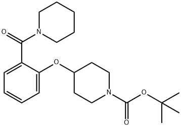 4-[2-(Piperidine-1-carbonyl)-phenoxy]-piperidine-1-carboxylic acid tert-butyl ester, 98+% C22H32N2O4, MW: 388.51 Struktur