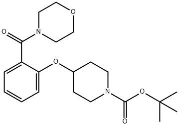 4-[2-(Morpholine-4-carbonyl)-phenoxy]-piperidine-1-carboxylic acid tert-butyl ester, 98+% C21H30N2O5, MW: 390.48 Struktur
