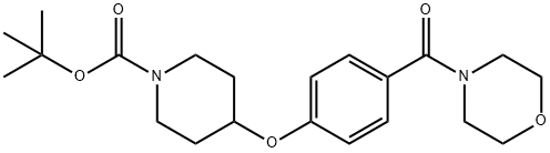 4-[4-(Morpholine-4-carbonyl)-phenoxy]-piperidine-1-carboxylic acid tert-butyl ester, 98+% C21H30N2O5, MW: 390.48 Struktur