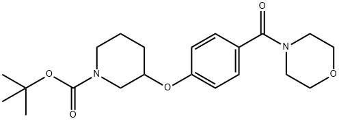 3-[4-(Morpholine-4-carbonyl)-phenoxy]-piperidine-1-carboxylic acid tert-butyl ester, 98+% C21H30N2O5, MW: 390.48 Struktur