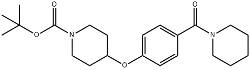 4-[4-(Piperidine-1-carbonyl)-phenoxy]-piperidine-1-carboxylic acid tert-butyl ester, 98+% C22H32N2O4, MW: 388.51 Structure