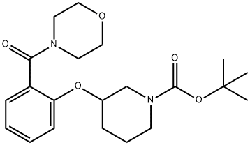 3-[2-(Morpholine-4-carbonyl)-phenoxy]-piperidine-1-carboxylic acid tert-butyl ester, 98+% C21H30N2O5, MW: 390.48 Structure