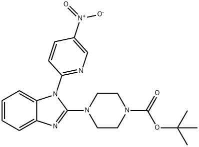 4-[1-(5-硝基-2-吡啶基)-1H-苯并咪唑-2-基]-1-哌嗪甲酸叔丁酯 结构式