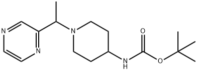 N-[1-[1-(2-吡嗪基)乙基]-4-哌啶基]氨基甲酸叔丁酯 结构式