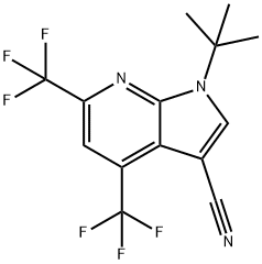 1H-Pyrrolo[2,3-b]pyridine-3-carbonitrile, 1-(1,1-diMethylethyl)-4,6-bis(trifluoroMethyl)- 化学構造式