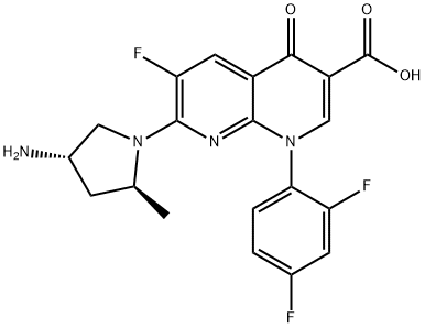 7-(4'-amino-2'-methylpyrrolidinyl)-1-(2,4-difluorophenyl)-1,4-dihydro-6-fluoro-4-oxo-1,8-naphthyridine-3-carboxylic acid Struktur
