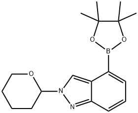 2-(tetrahydro-2H-pyran-2-yl)-4-(4,4,5,5-tetraMethyl-1,3,2-dioxaborolan-2-yl)-2H-indazole Struktur