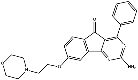 2-amino-8-(2-morpholinoethoxy)-4-phenyl-5H-indeno[1,2-d]pyrimidin-5-one 化学構造式