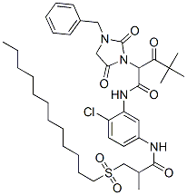 N-[2-Chloro-5-[2-methyl-3-(dodecylsulfonyl)propanoylamino]phenyl]-2-(3-benzyl-2,5-dioxo-1-imidazolidinyl)-4,4-dimethyl-3-oxopentanamide 结构式